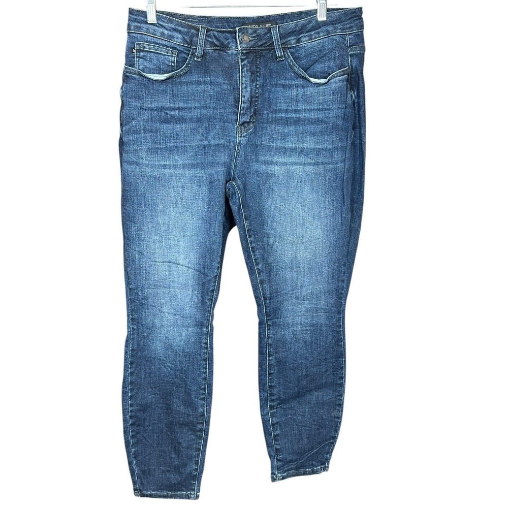 Judy Blue Jeans Womens Plus 14W Blue Skinny‎ Fit Hem Ankle Dark Wash Stretch